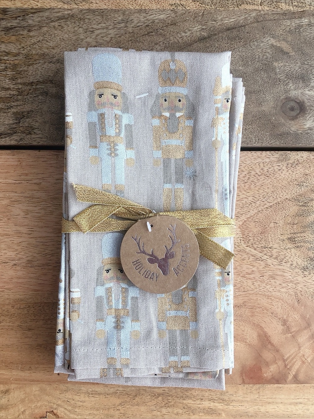 🎄 Nutcracker Holiday Napkins set of 4 100% cotton taupe grey